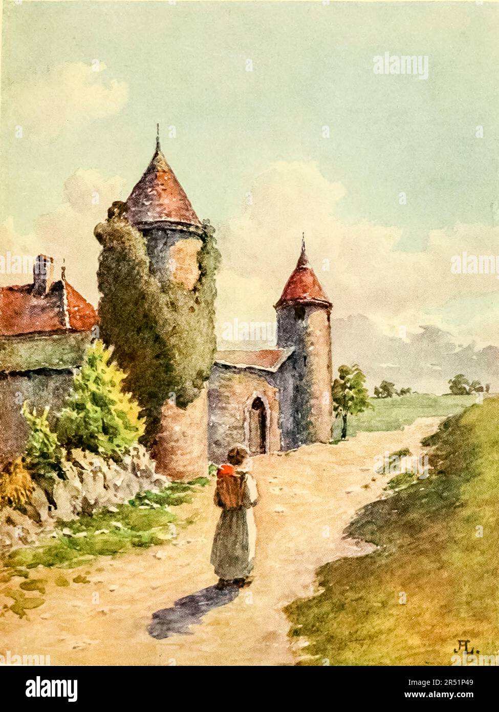 The Castle of Etrembieres, Hte. Savoie watercolour painting by J. Hardwicke Lewis and May Hardwicke Lewis from the book ' Geneva ' by Francis Henry Gribble Publication date 1908 in London : by Adam and Charles Black Stock Photo