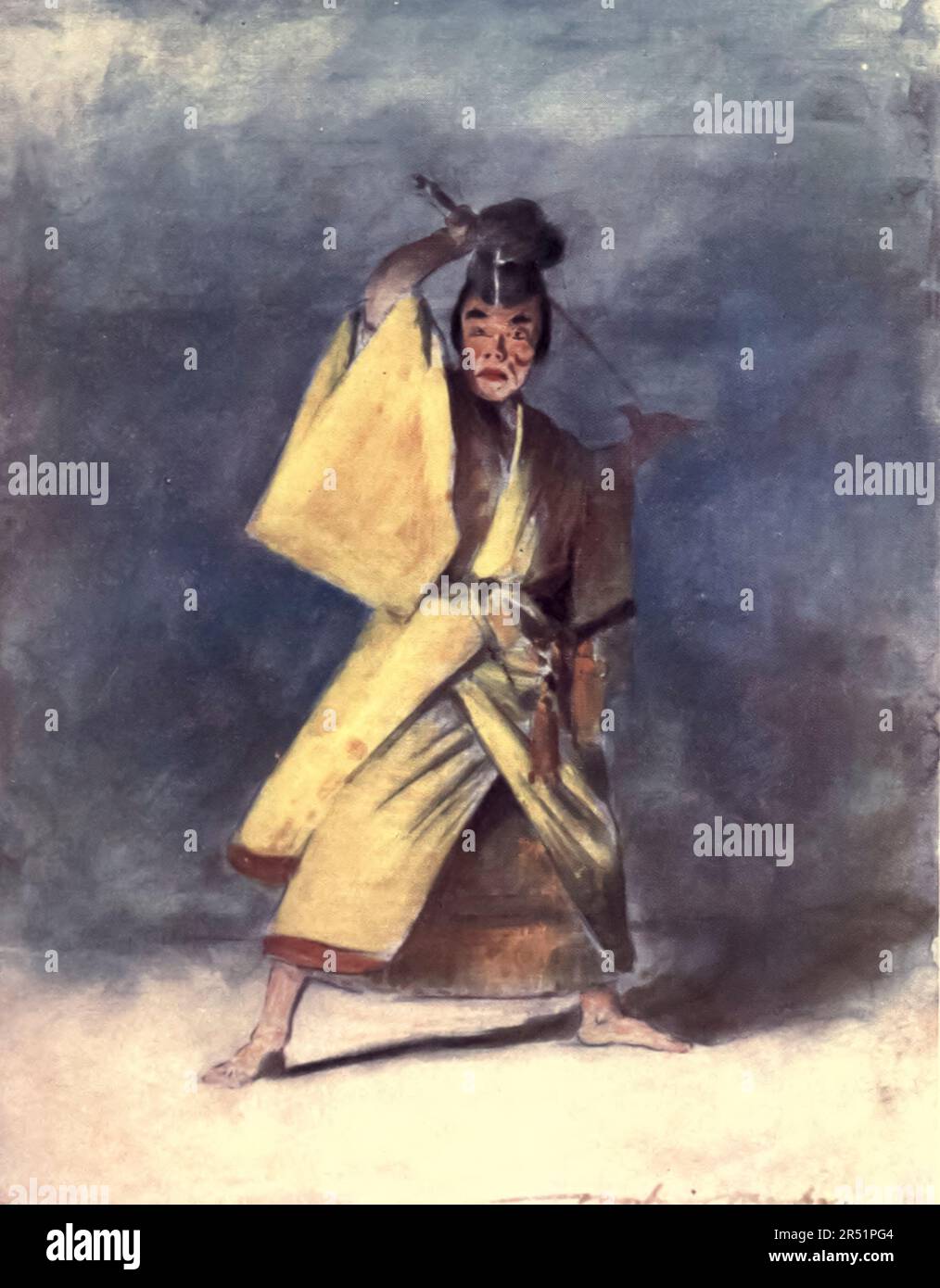 An Actor from the book ' Japan : a record in colour ' watercolours by Mortimer Menpes,  with descriptions by his daughter Dorothy Menpes Published by Adam and Charles Black in London in 1901 Stock Photo