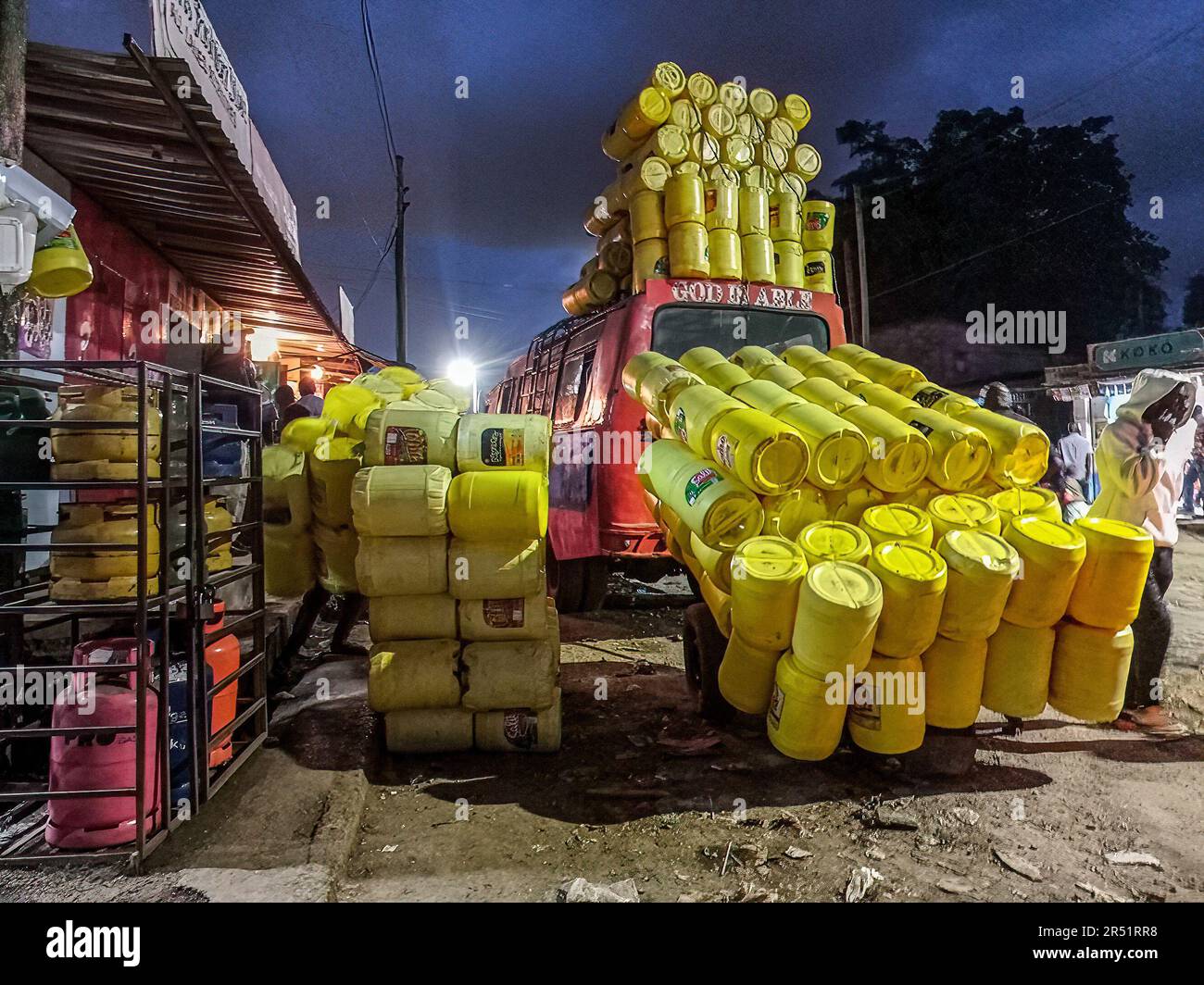 Nairobi, Kenya. 21st May, 2023. Waste collectors in Kibera Slum arrange