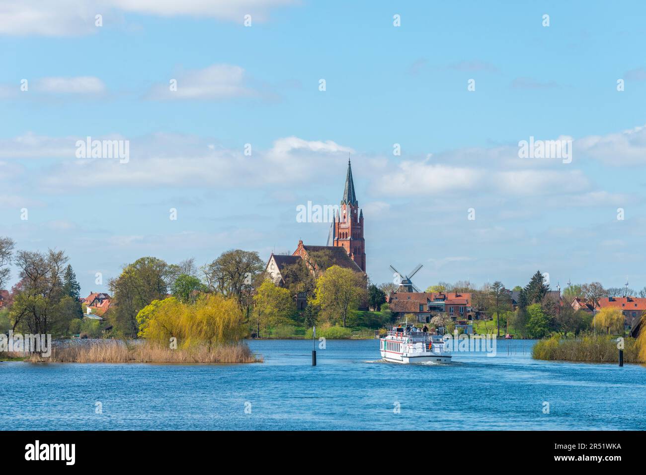 Roebel on the Mueritz, St. Marien Church, excursion boat, Mecklenbrug ...