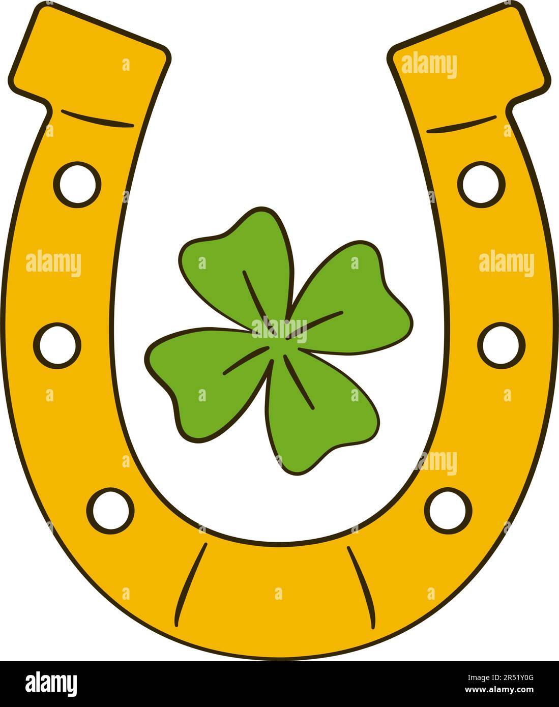Horseshoe and clover. St. Patrick's Day greeting card. Cartoon. Vector illustration Stock Vector