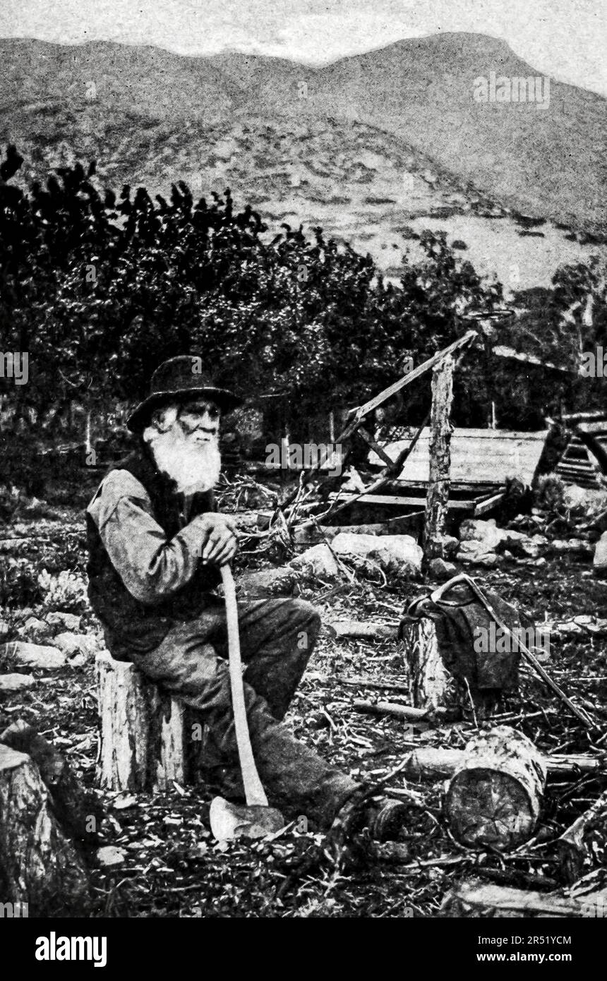 The Old Settler Life in a Mormon Village black and white vintage photograph by Clifton Johnson, from the guide book ' Highways and byways of the Rocky Mountains ' Publication date 1910 Publisher Macmillan Company New York and London Stock Photo