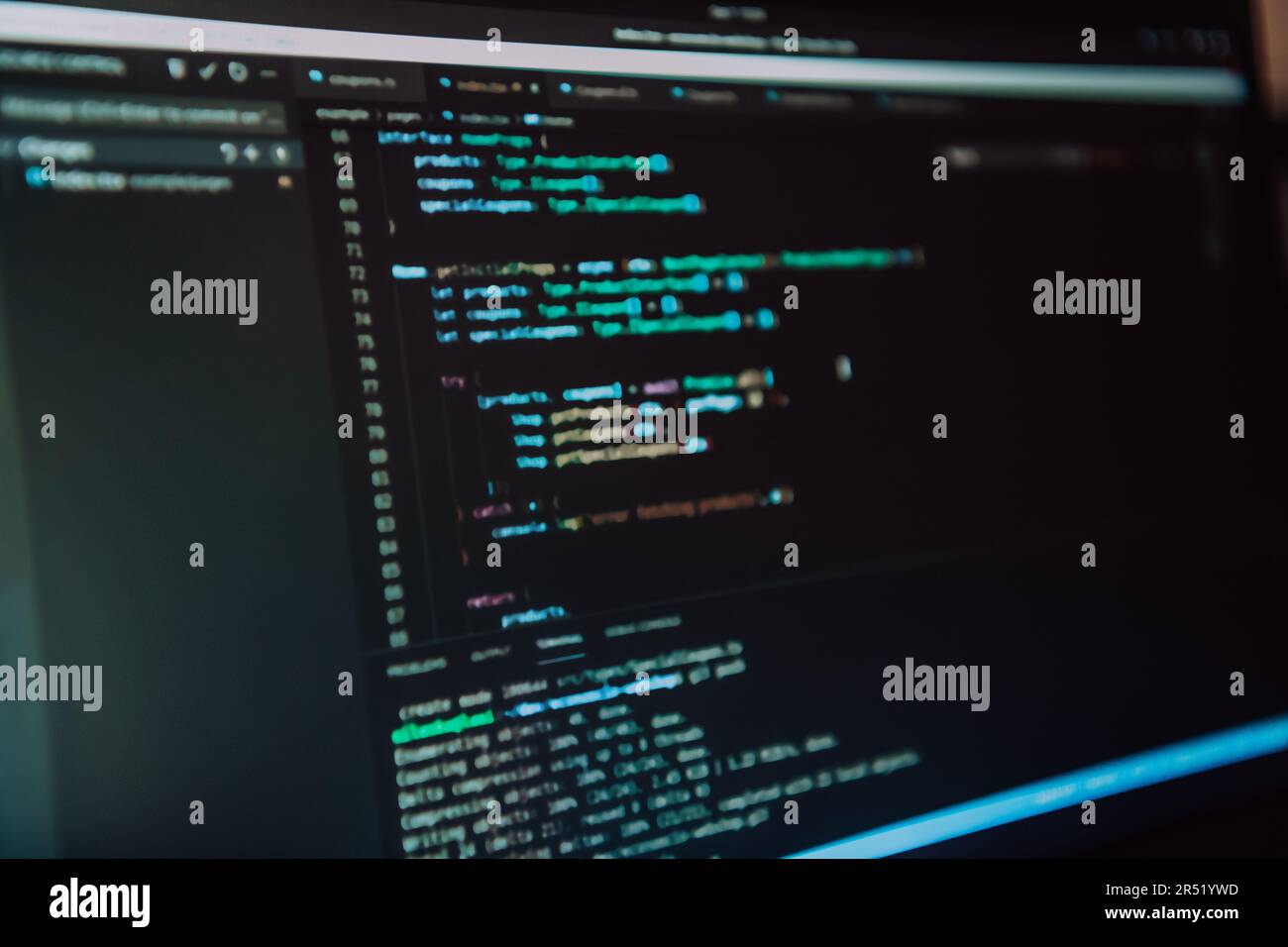 Close-up photo of programming language code Stock Photo