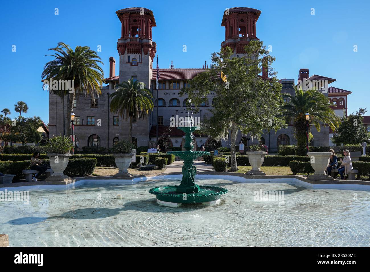 St. Augustine, Florida - December 28, 2022: Fountain at the Lightner Museum in the downtown historic district Stock Photo