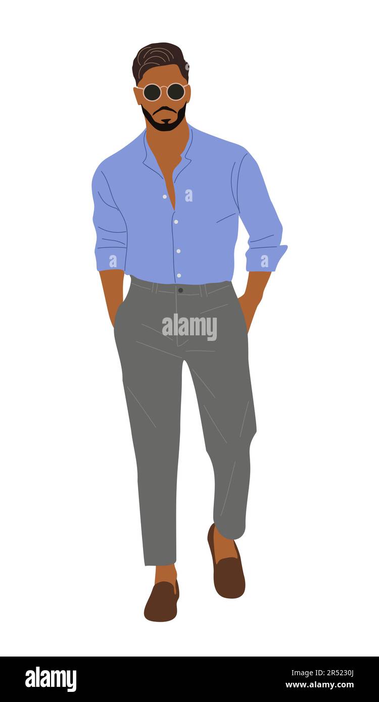 Urban Style: Hipster Fashion Trendy Men. Full Length Vector