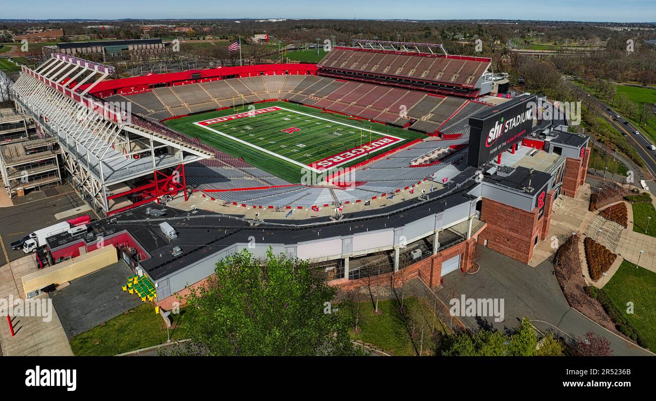 Rutgers NJ Football Stadium - Aerial view of the Rutgers University ...