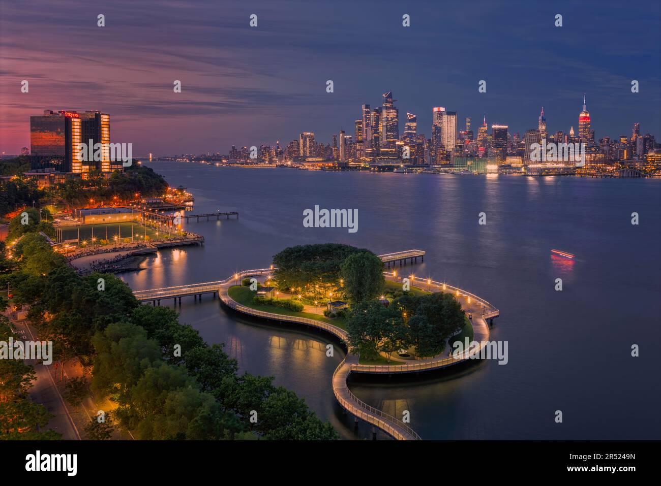 NJ NYC Skyline Aerial view of the Hoboken, New Jersey and Manhattan
