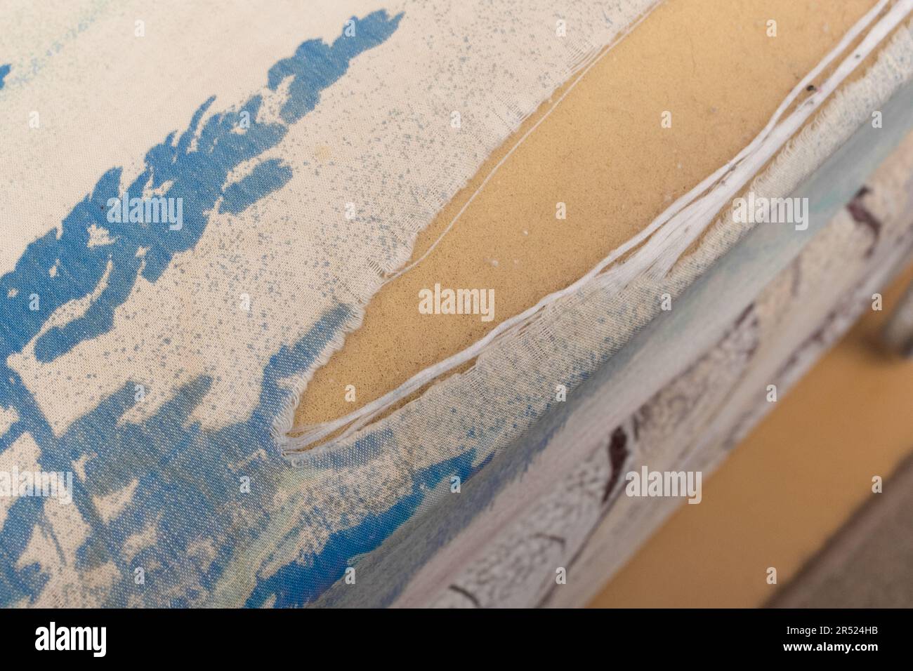 Old Torn Material Sofa Upholstery Surface Worn Fabric Furniture Vintage