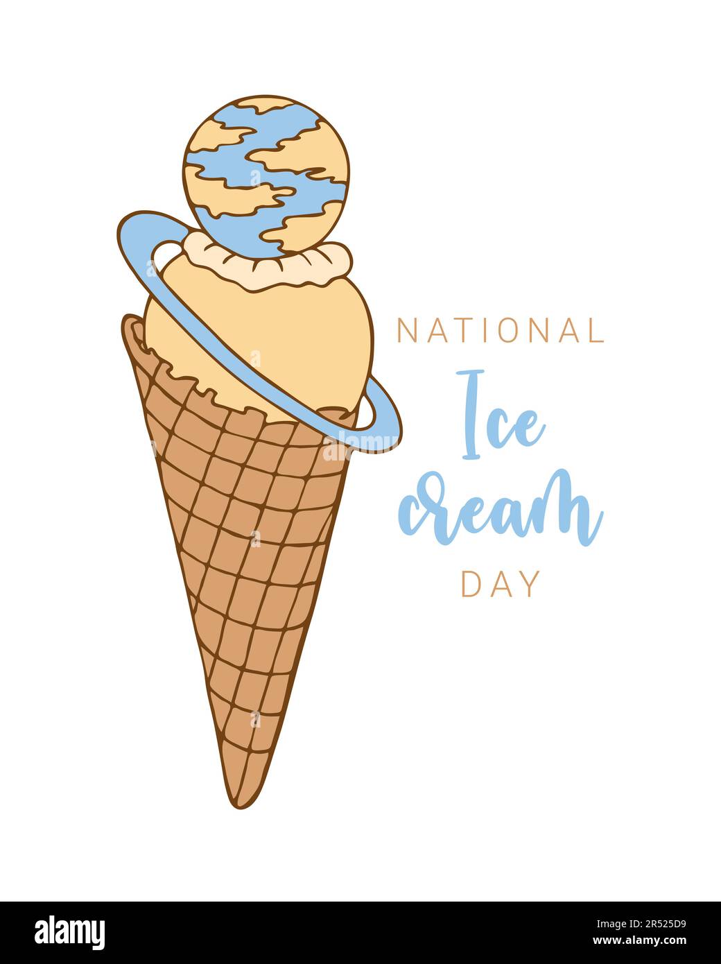 National Ice Cream Day. Greeting card decoration graphic element vanilla ice cream and