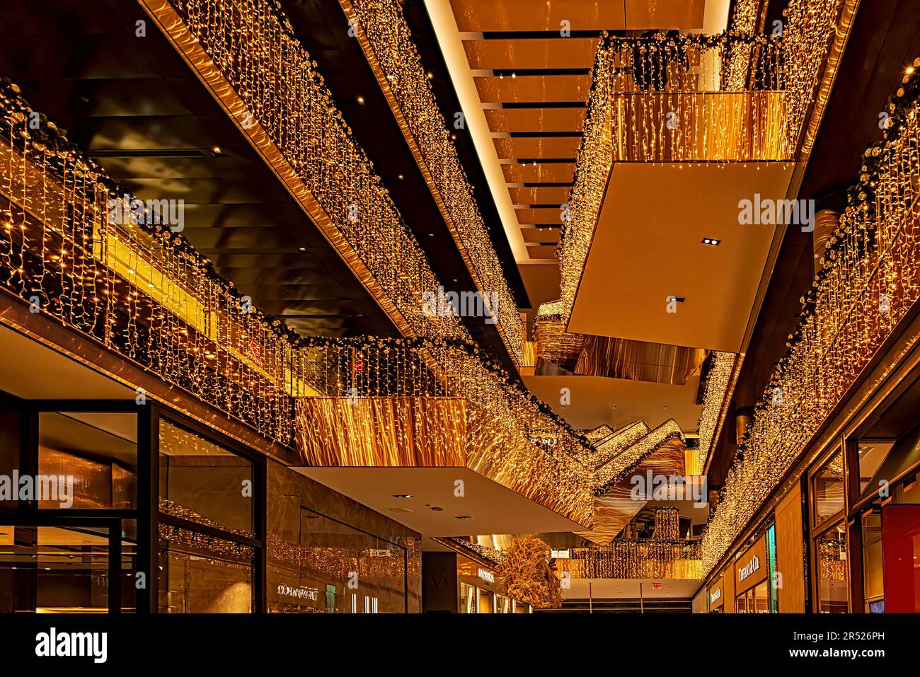 Hudson Yards Shops Ornament Christmas ornaments adorn The Shops mall at Hudson Yards in NYC
