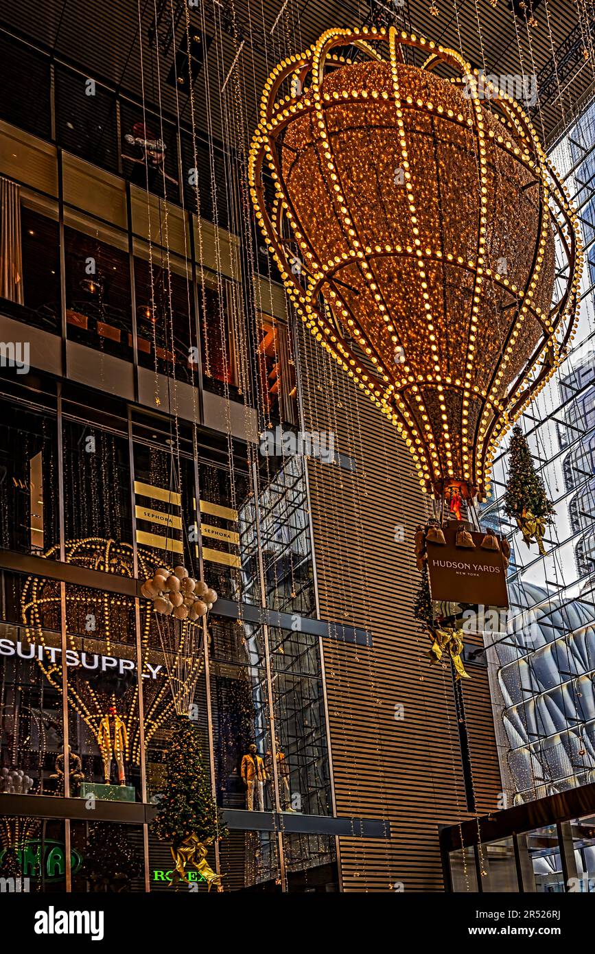 Hudson Yards Shops Christmas Christmas ornaments adorn The Shops mall