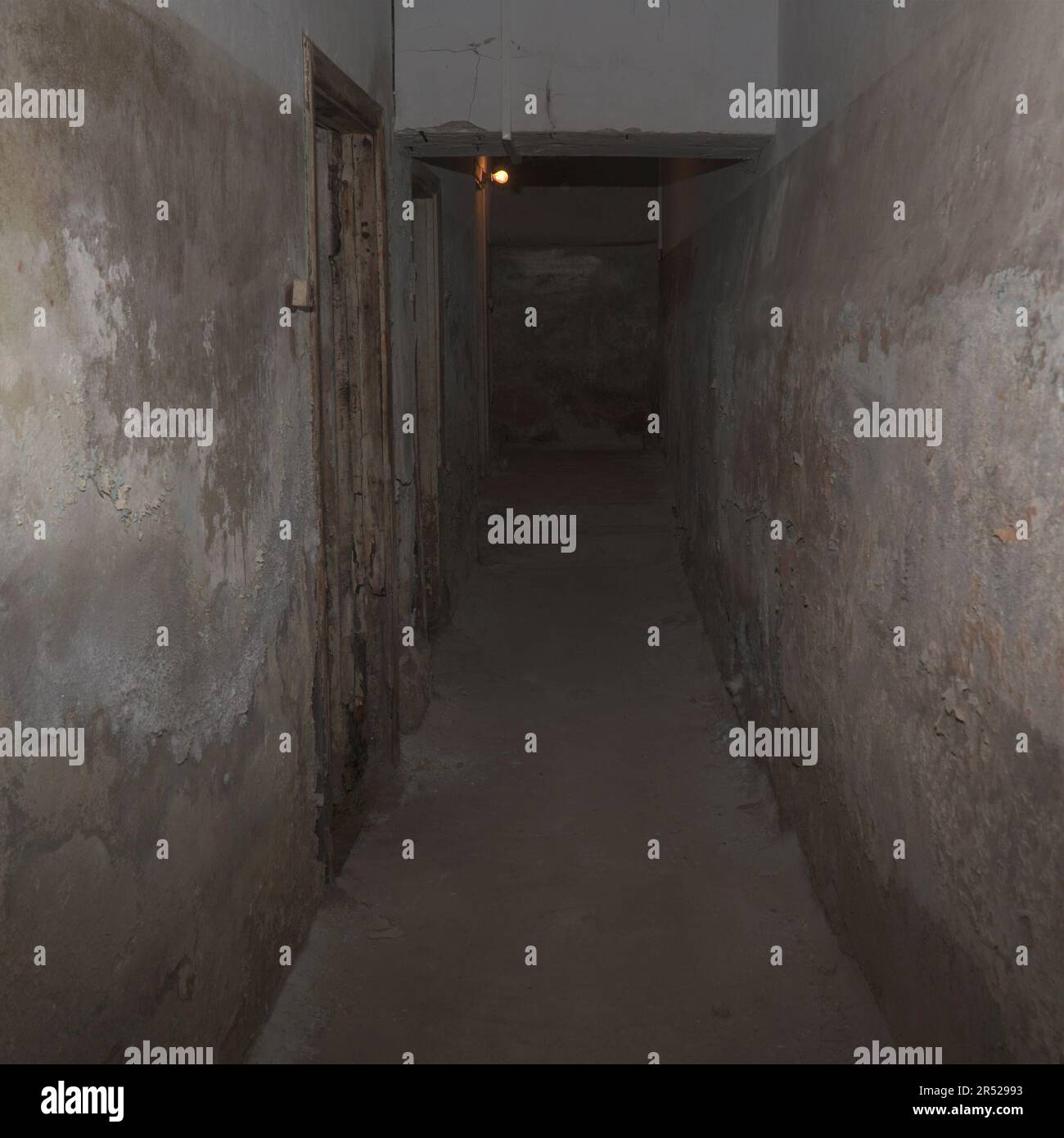 An old abandoned dungeon or basement in ruins. Shelter underground