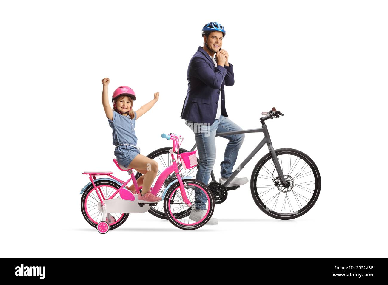 Adult on child bike Cut Out Stock Images Pictures Alamy