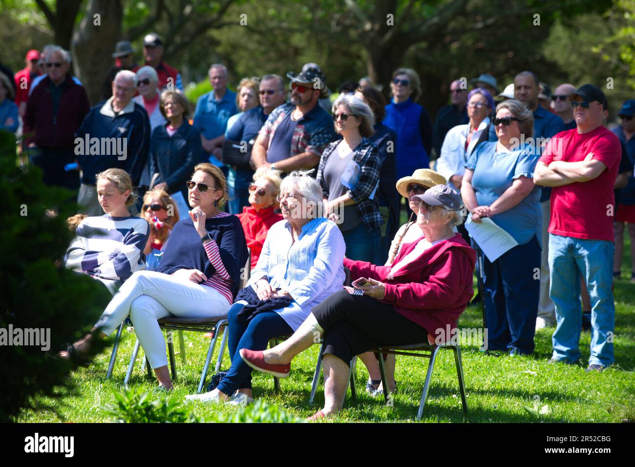 Memorial Day Event.  Dennis, Massachusetts, (Cape Cod) , USA.  Audience watching the event Stock Photo