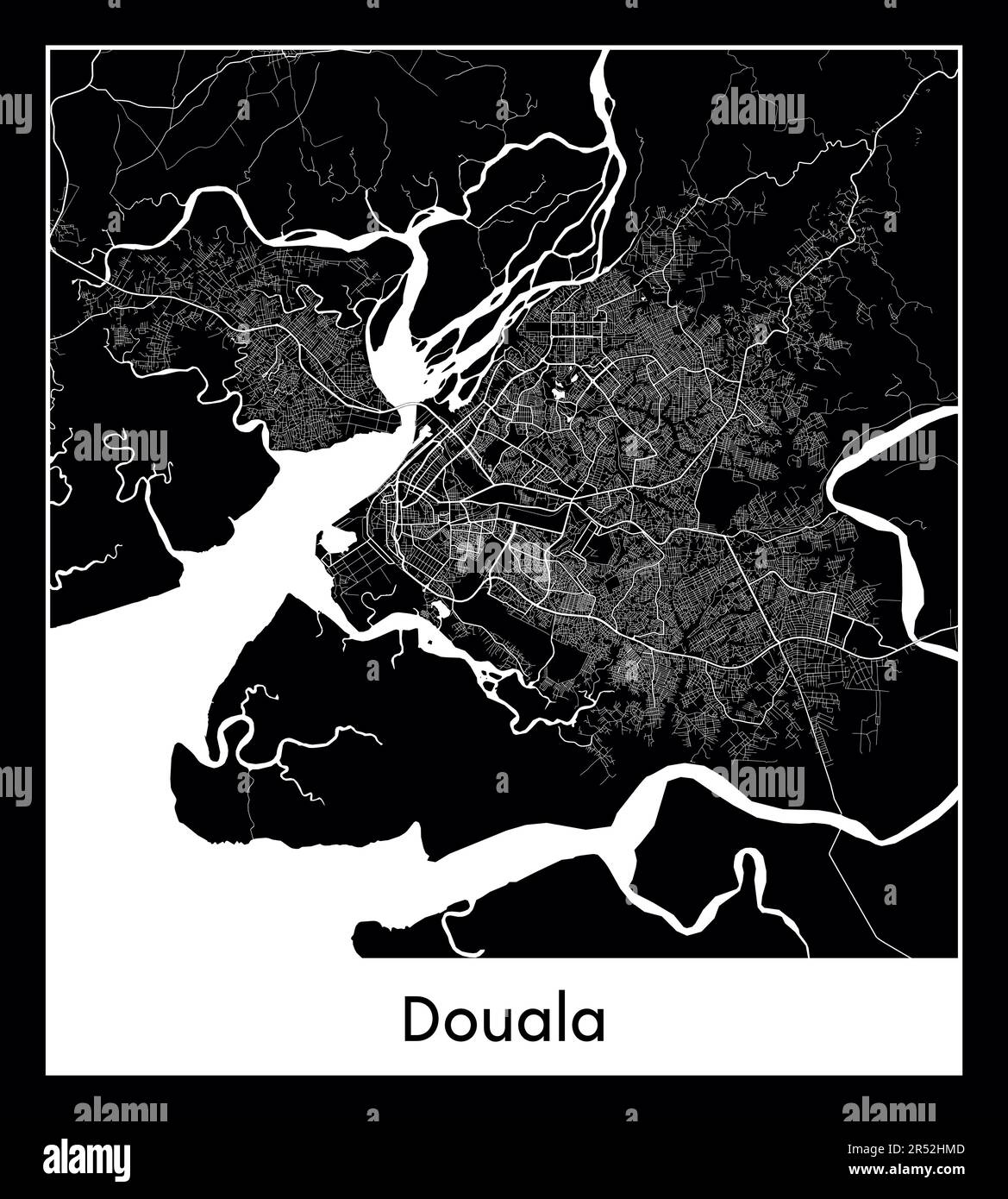 Minimal city map of Douala (Cameroon Africa) Stock Vector