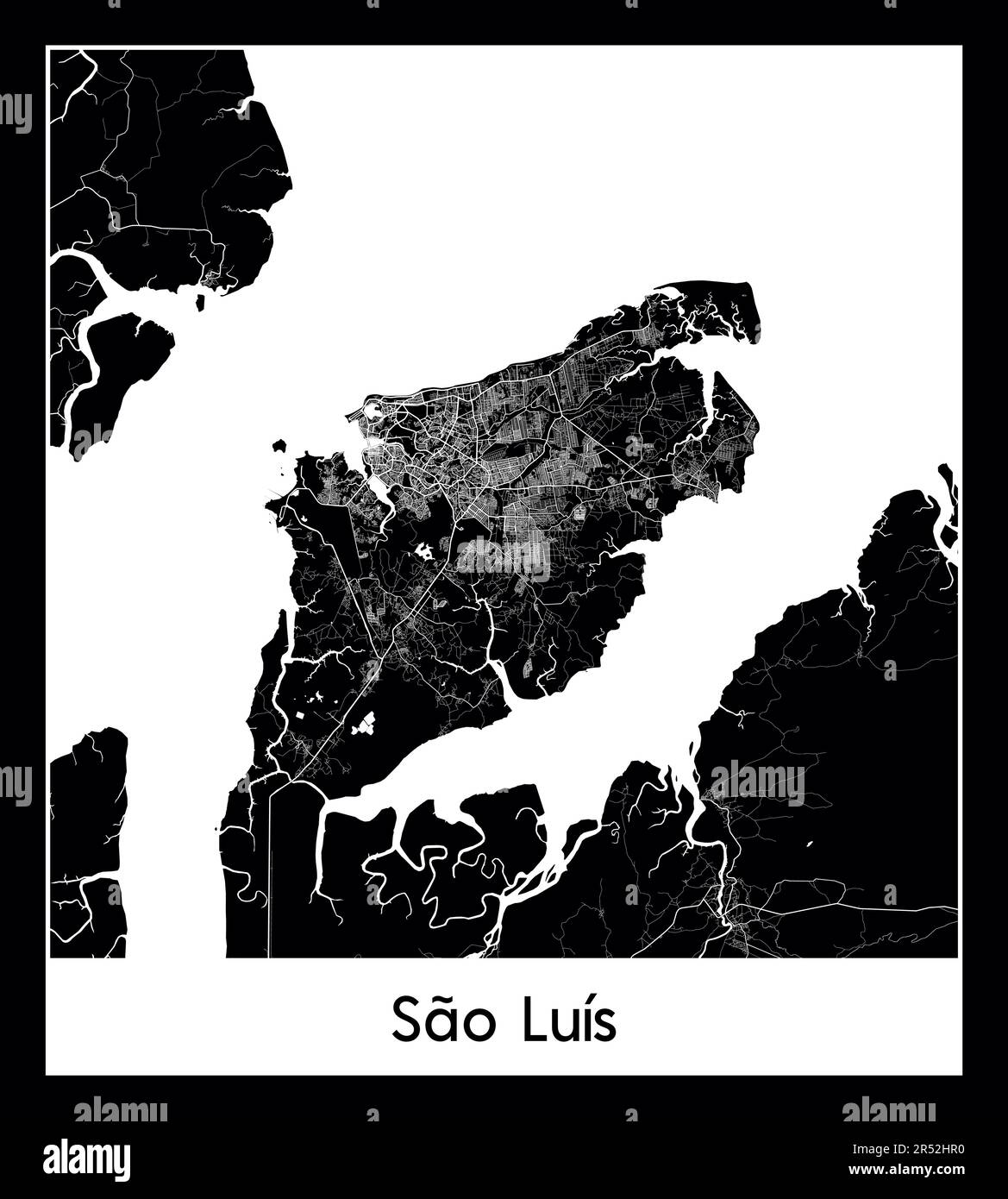 Minimal city map of Sao Luis (Brazil South America Stock Vector Image