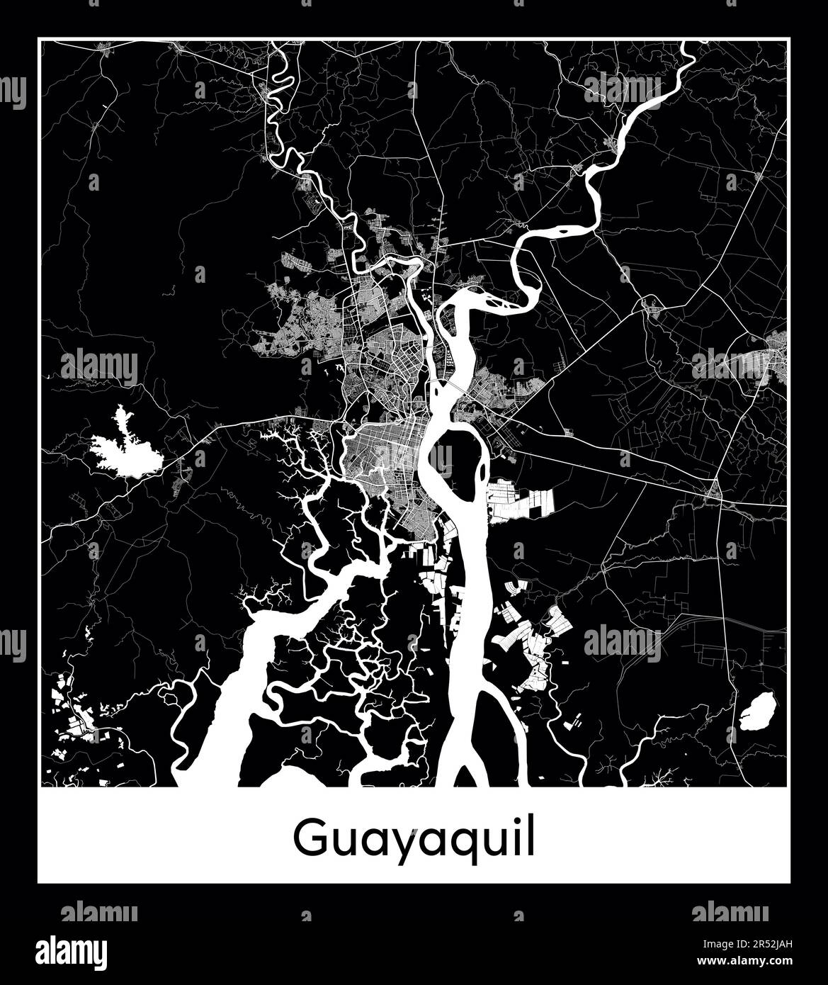 Minimal city map of Guayaquil (Ecuador South America Stock Vector Image