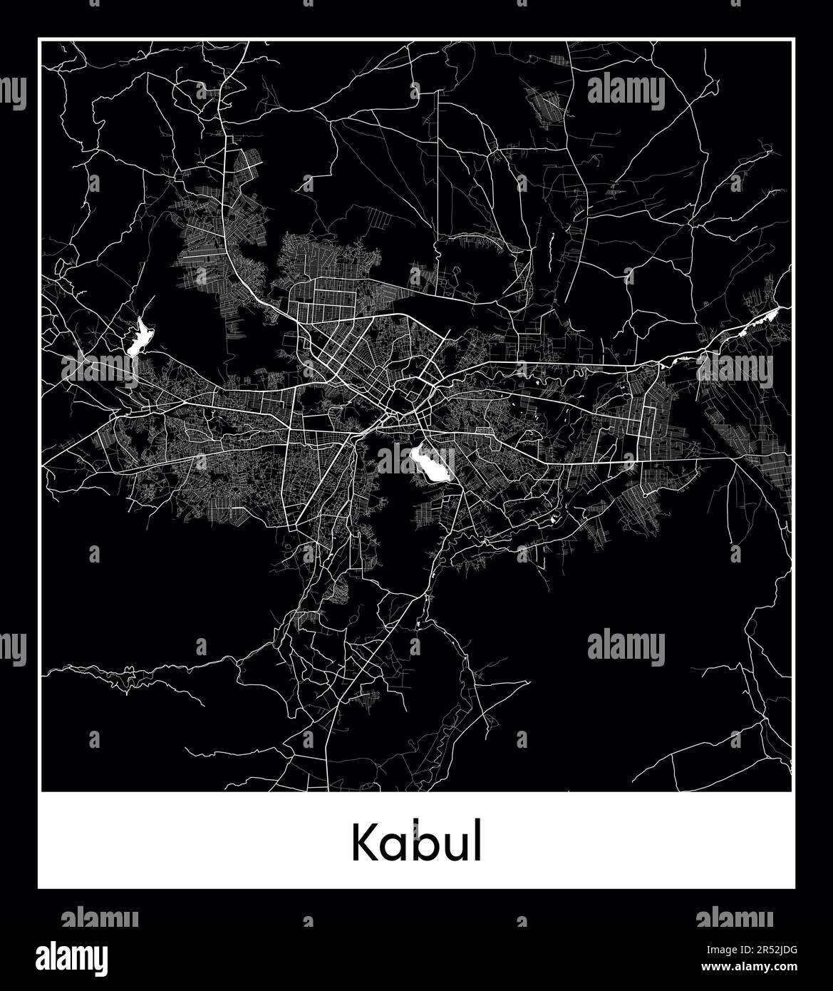 Minimal city map of Kabul (Afghanistan Asia) Stock Vector
