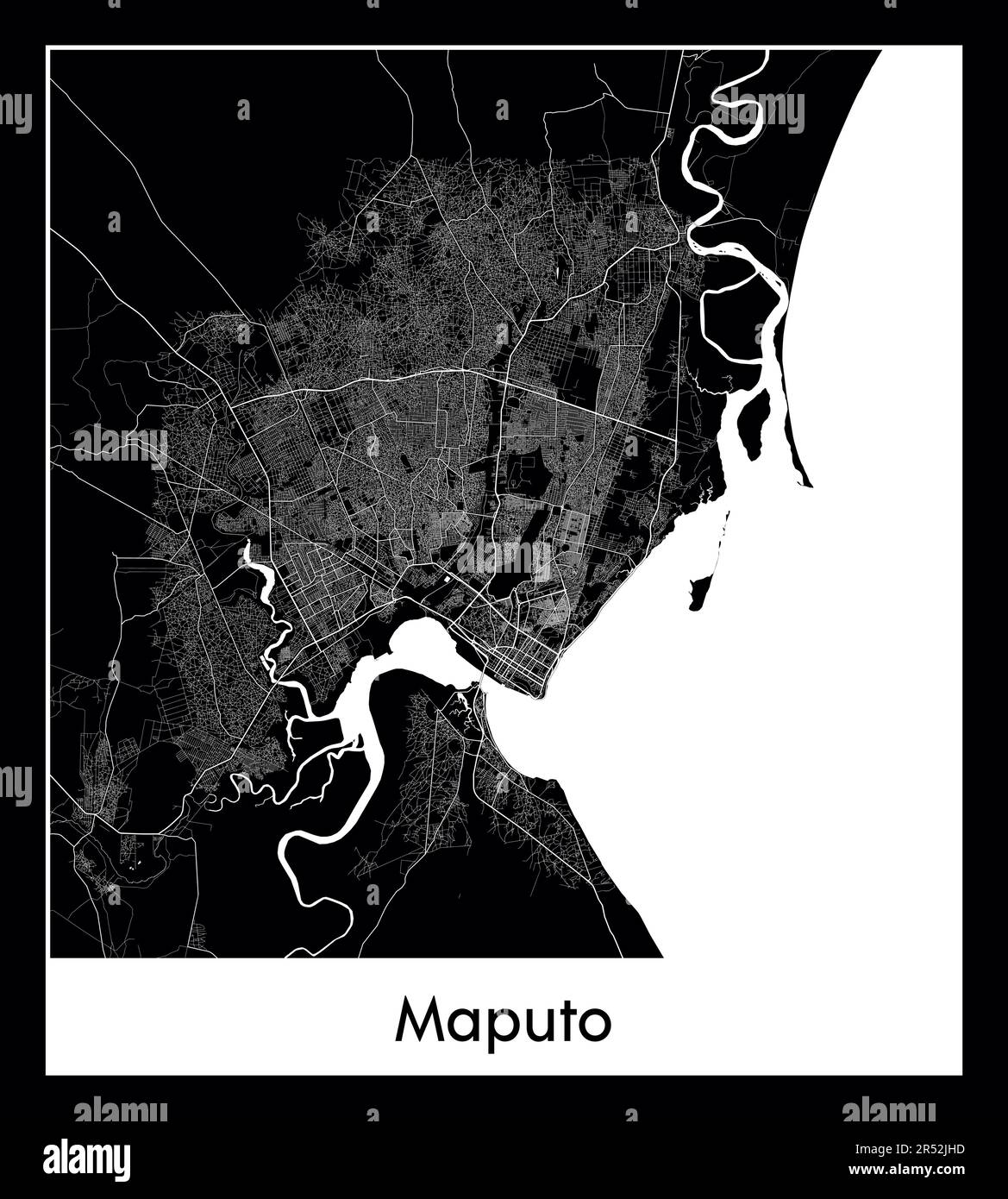 Minimal city map of Maputo (Mozambique Africa Stock Vector Image & Art