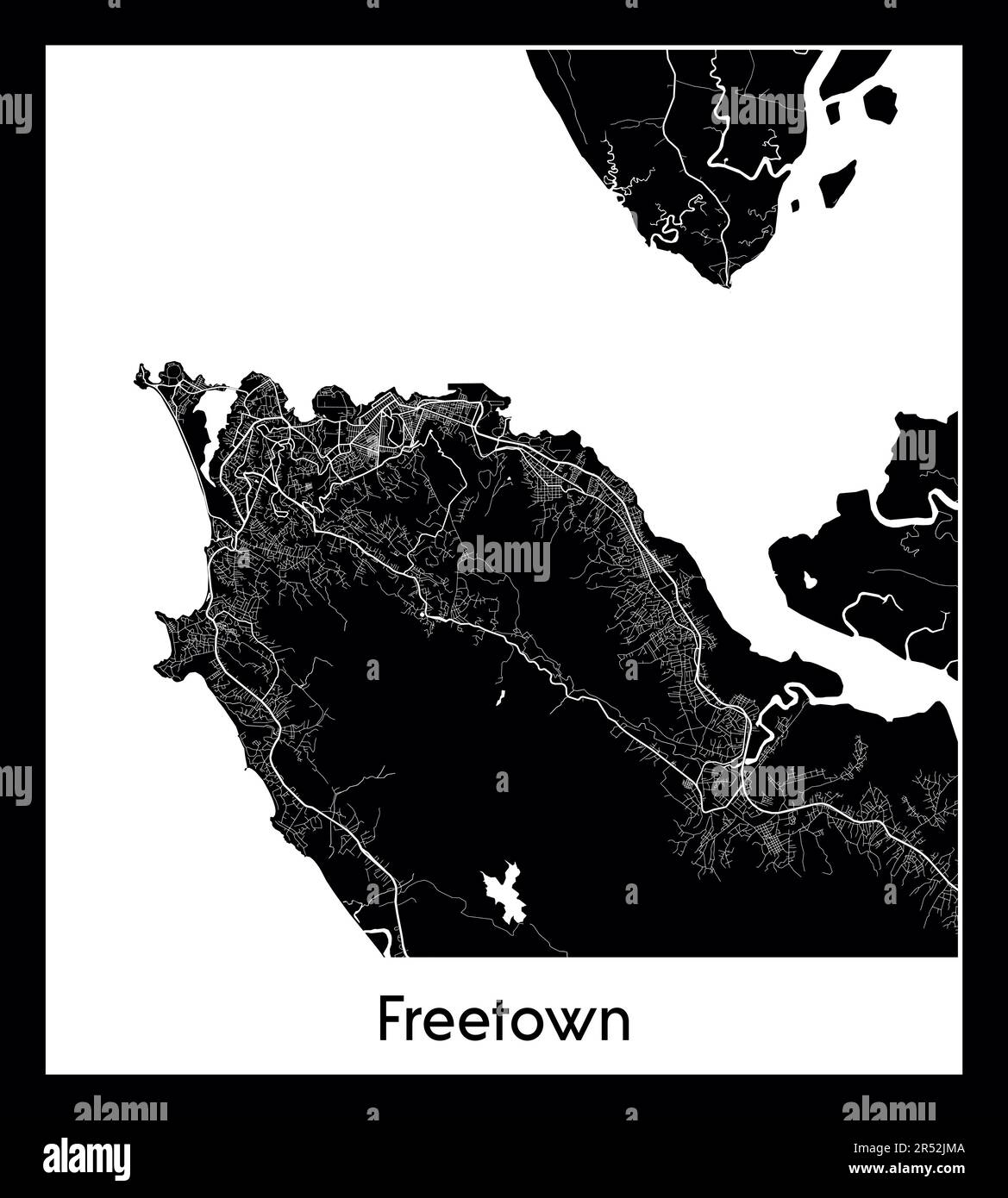 Minimal city map of Freetown (Sierra Leone Africa Stock Vector Image