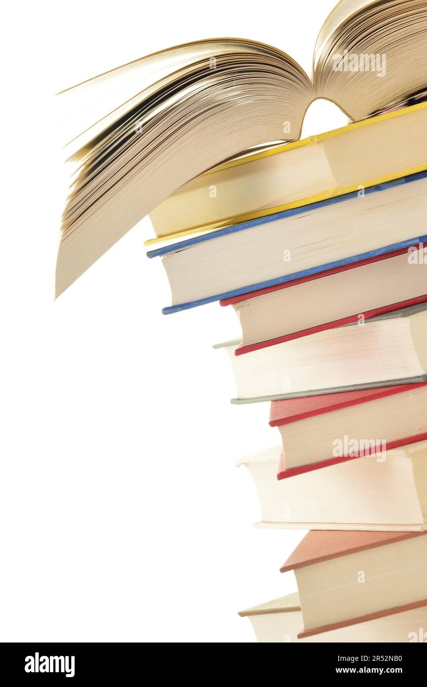 Stack of books isolated on white background Stock Photo - Alamy