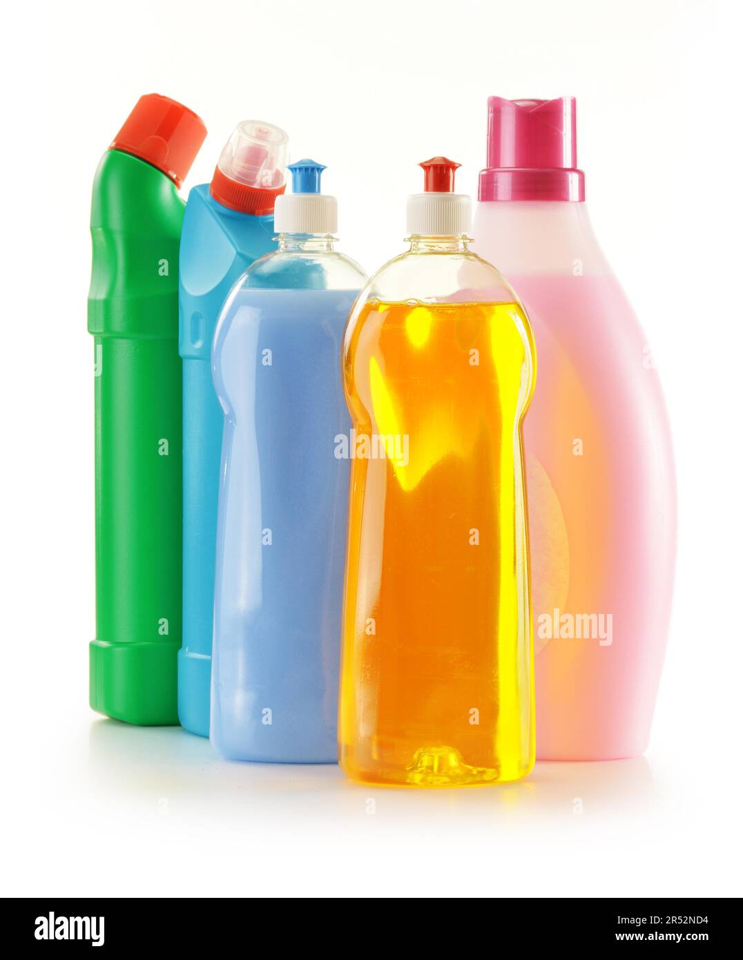 Detergent bottles isolated on white Stock Photo - Alamy