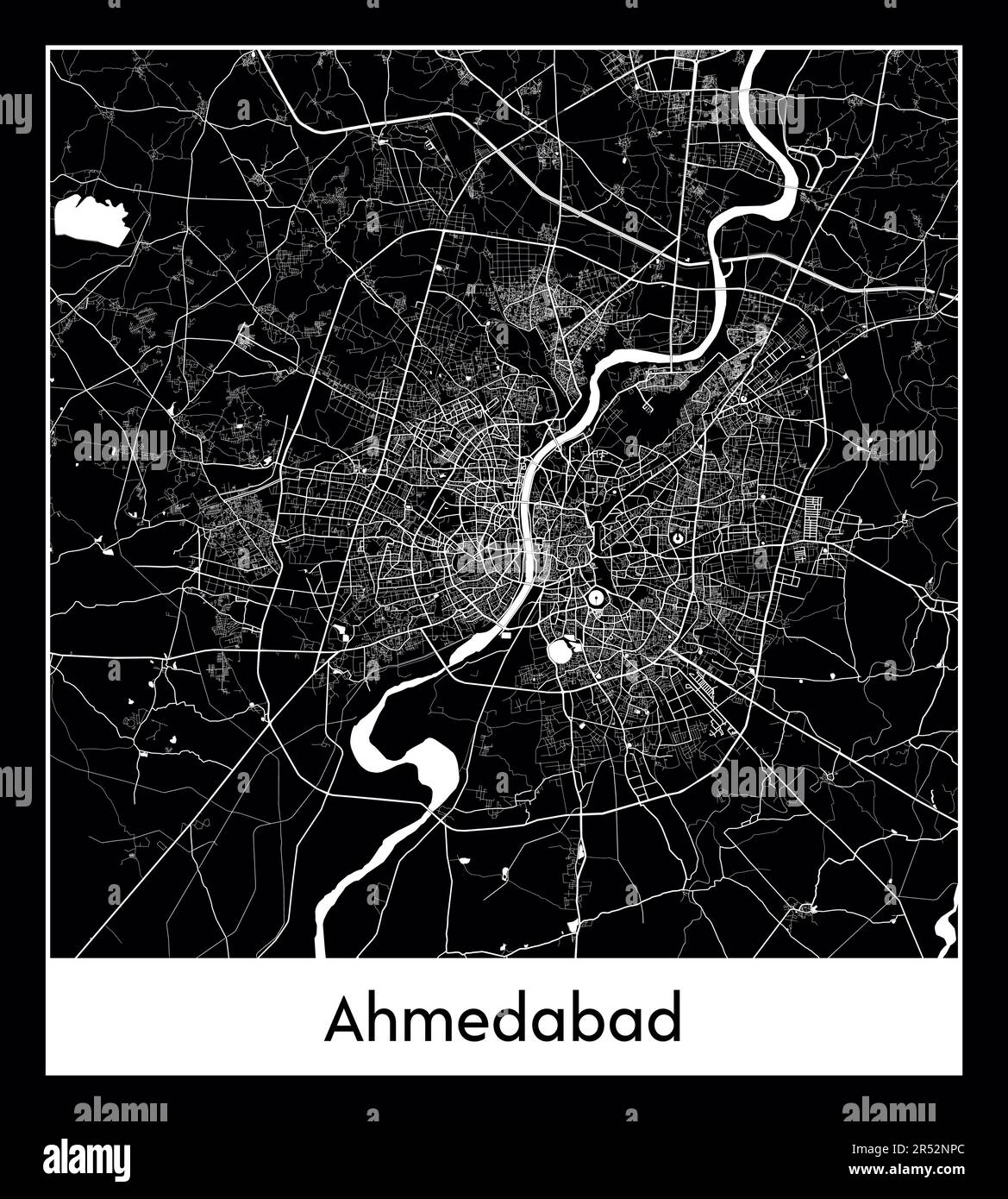 Minimal city map of Ahmedabad (India AMinimal city map of Ahmedabad