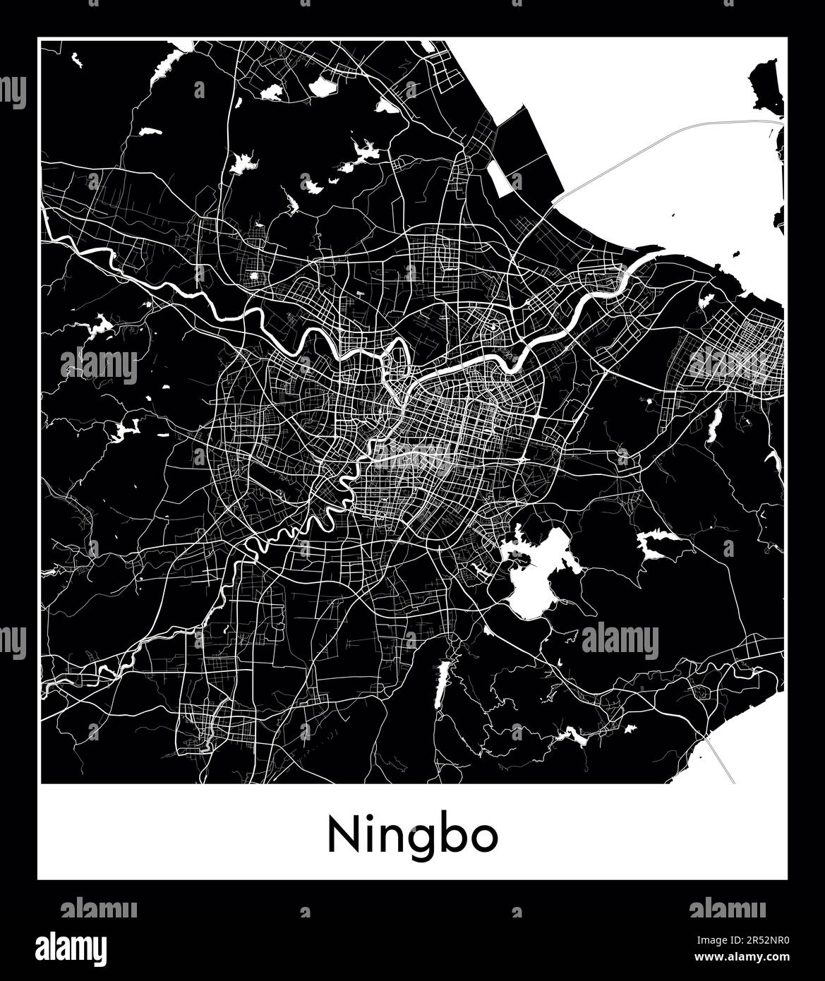 Minimal city map of Ningbo (China Asia)Minimal city map of Ningbo