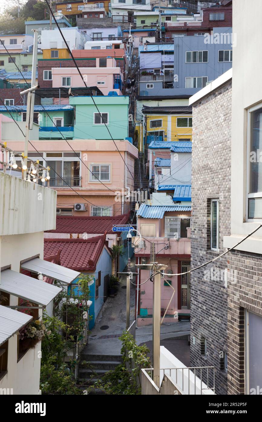 Stairs to See Stars, Gamcheon Cultual Village, Busan, South Korea Stock Photo
