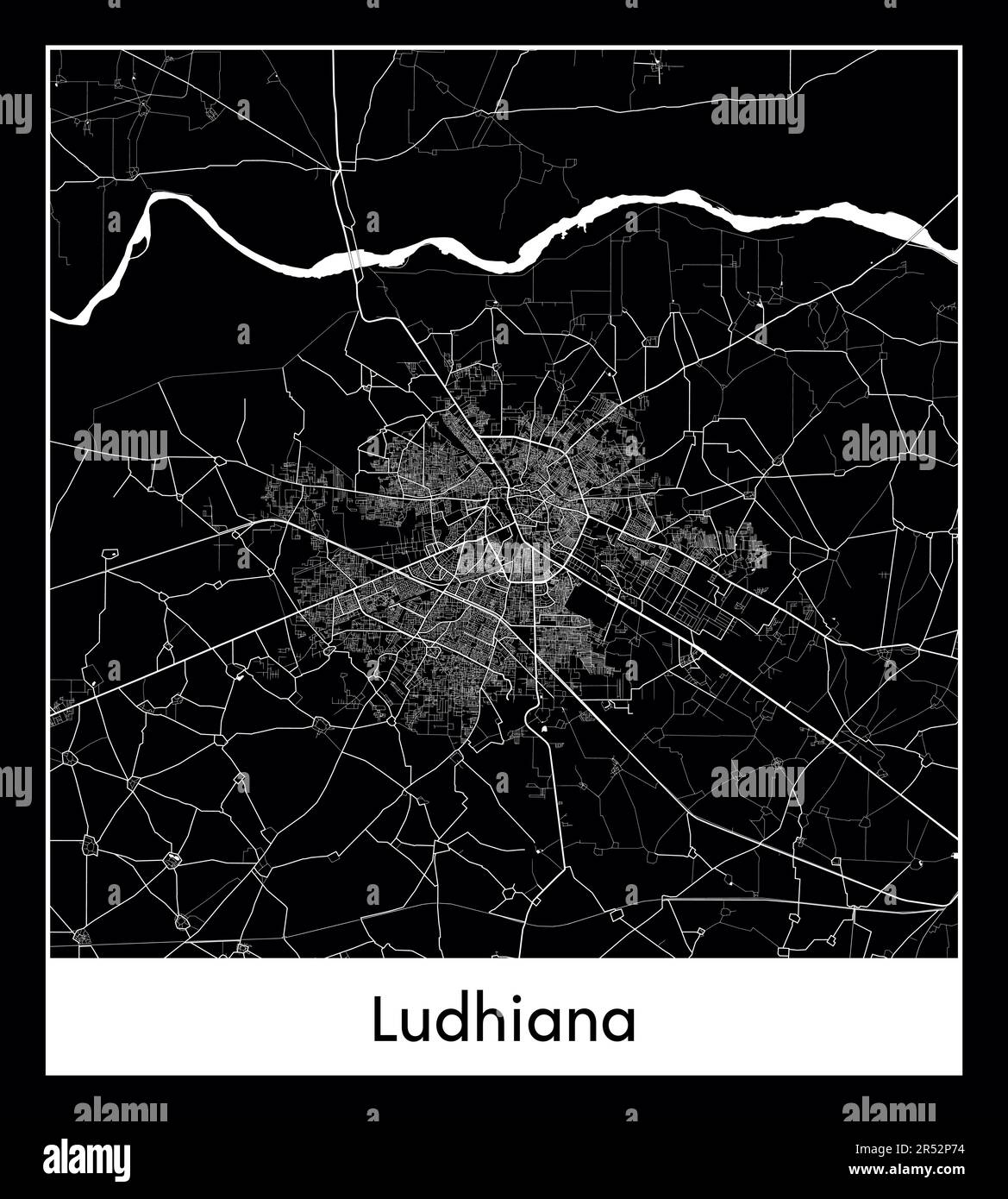 Minimal city map of Ludhiana (India AsiaMinimal city map of Ludhiana (India Asia)) Stock Vector
