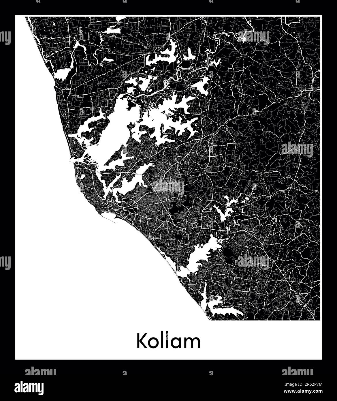 Minimal city map of Kollam (India Asia)Minimal city map of Kollam (India Asia) Stock Vector