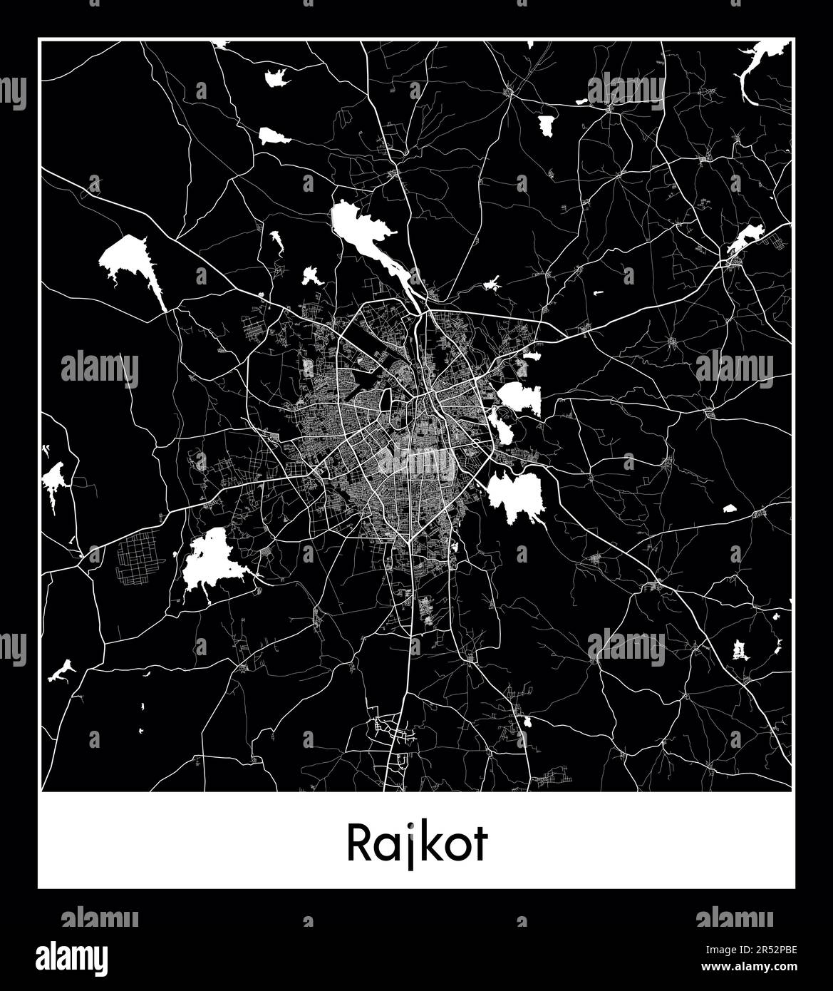 Minimal city map of Rajkot (India Asia)Minimal city map of Rajkot