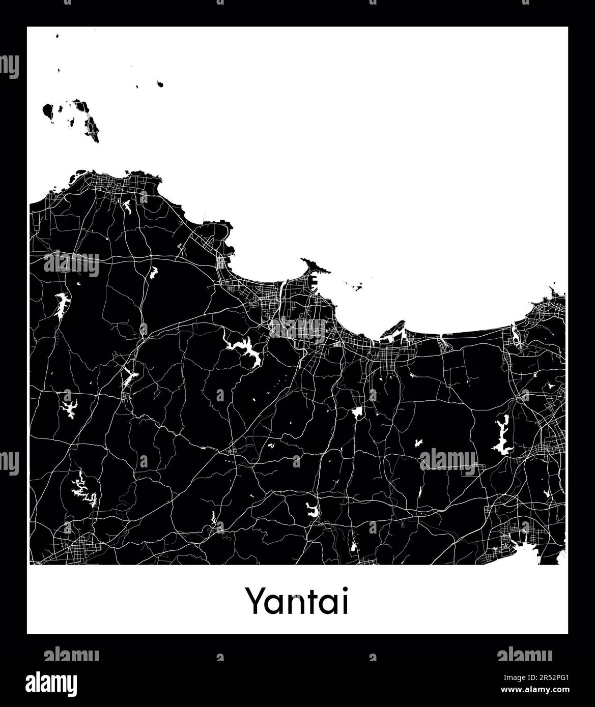 Minimal city map of Yantai (China Asia)Minimal city map of Yantai ...
