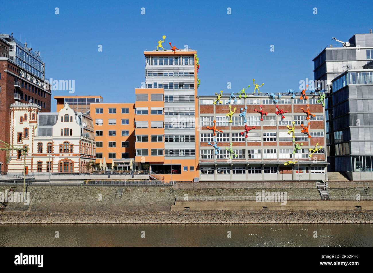 Flossis, Installation, Roggendorf-Haus, Medienhafen, Duesseldorf, North Rhine-Westphalia, Germany Stock Photo
