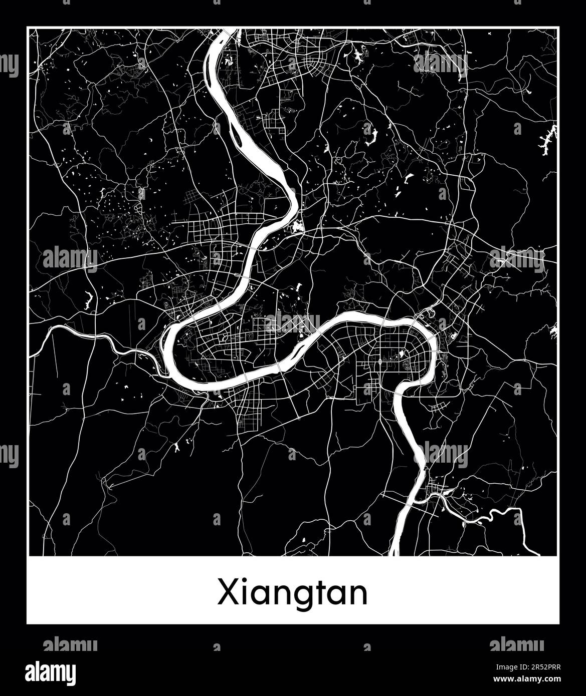Minimal city map of Xiangtan (China AsiaMinimal city map of Xiangtan (China Asia)) Stock Vector