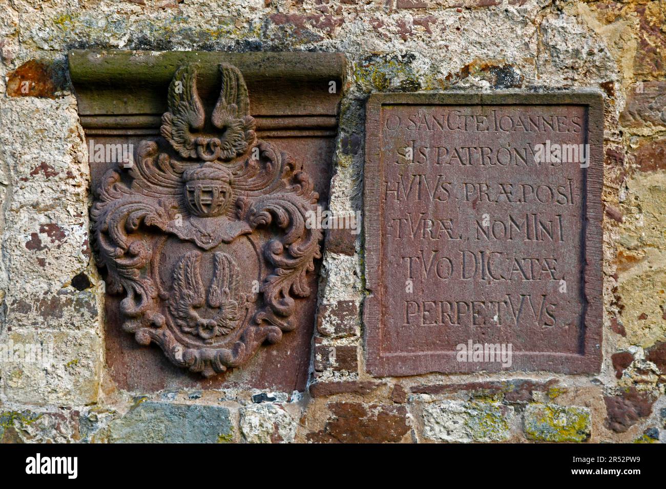 Former Benedictine abbey Johannesberg, coat of arms, written panel
