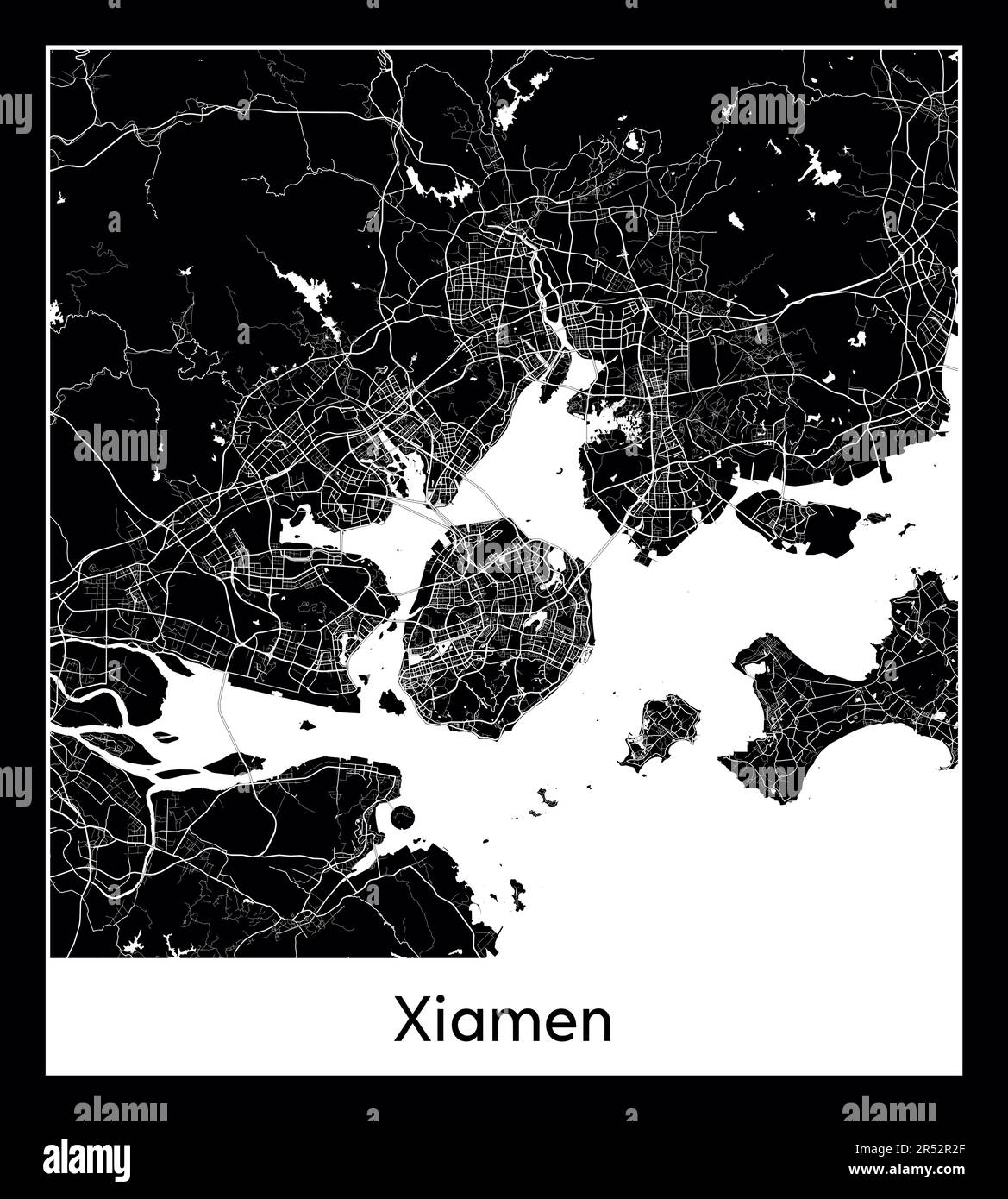 Minimal city map of Xiamen (China Asia)Minimal city map of Xiamen