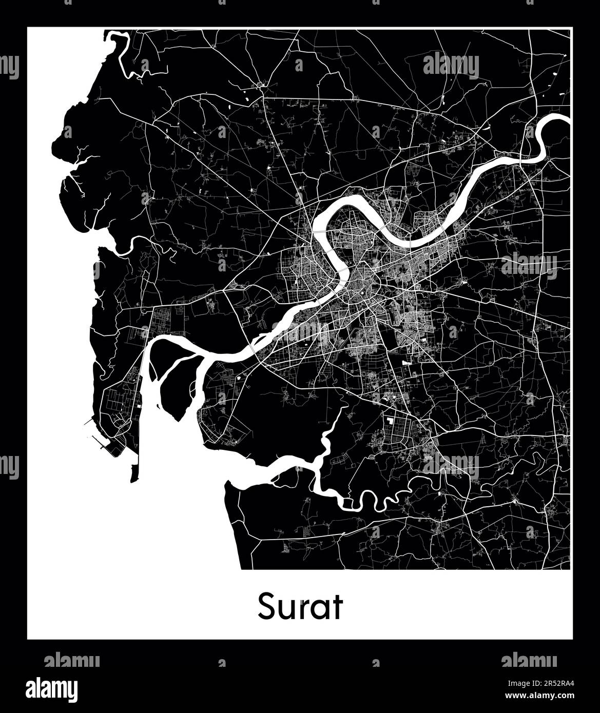 Minimal city map of Surat (India Asia)Minimal city map of Surat (India Asia) Stock Vector