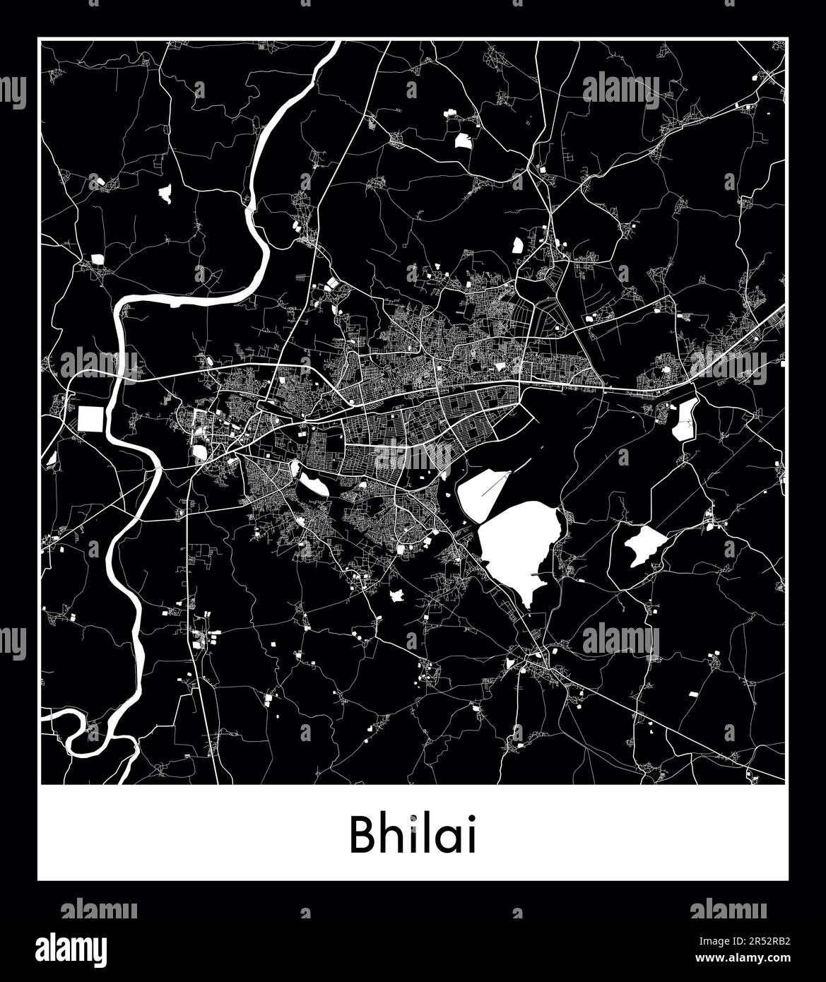 Minimal city map of Bhilai (India Asia)Minimal city map of Bhilai
