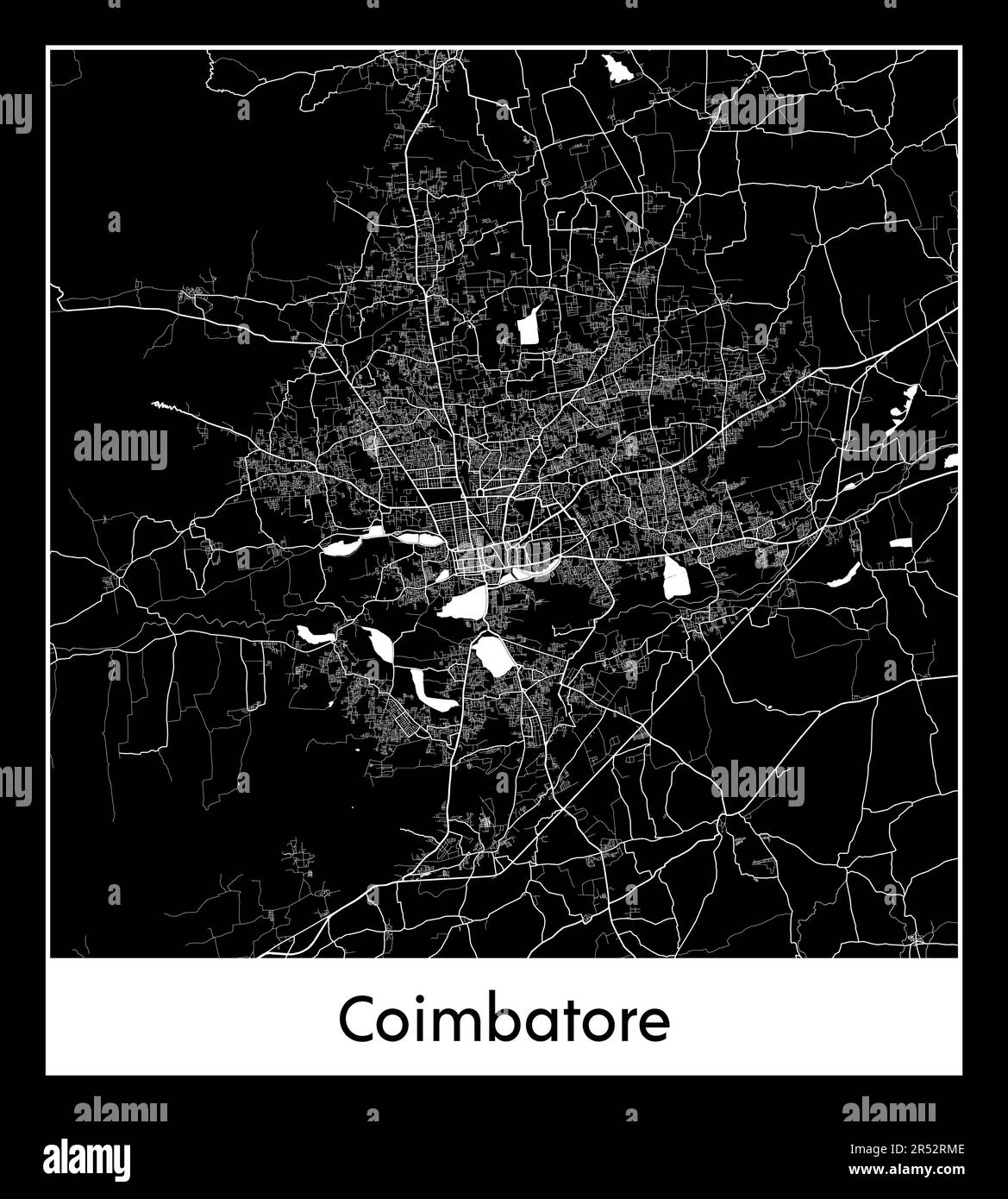 Minimal city map of Coimbatore (India AsMinimal city map of Coimbatore