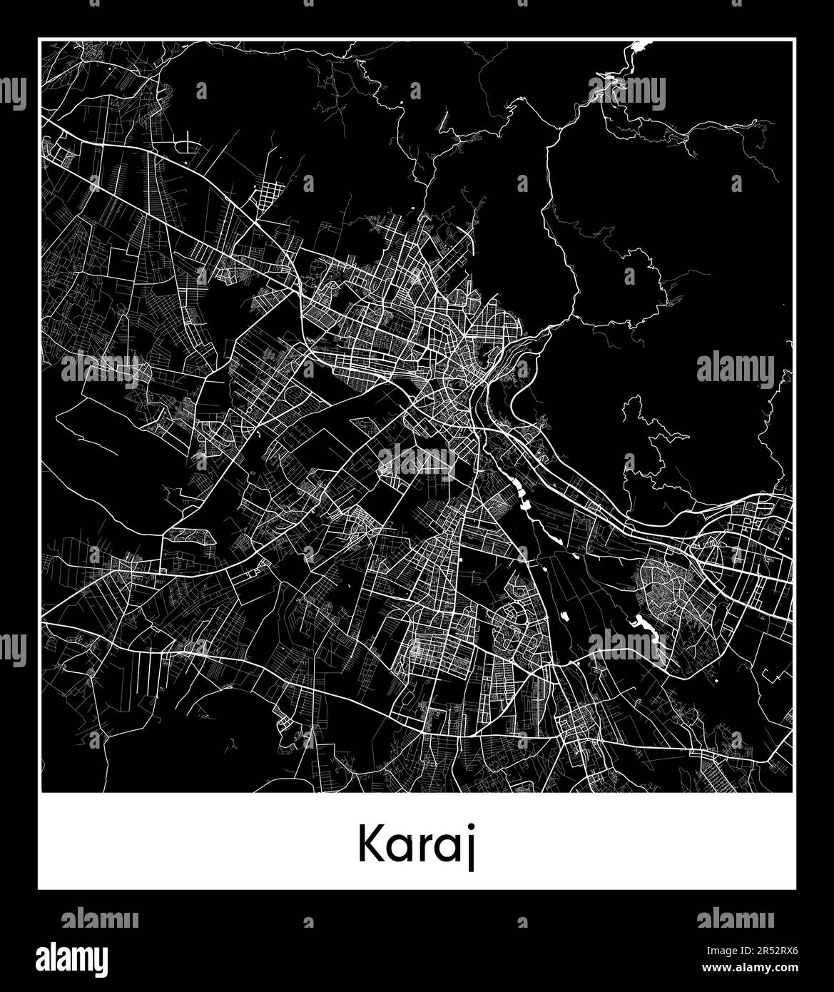 Minimal city map of Karaj (Iran Asia)Minimal city map of Karaj (Iran Asia) Stock Vector