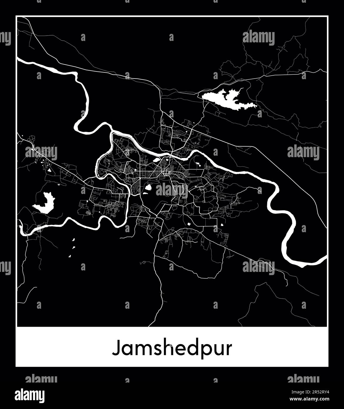 Minimal city map of Jamshedpur (India AMinimal city map of Jamshedpur (India Asia)sia) Stock Vector