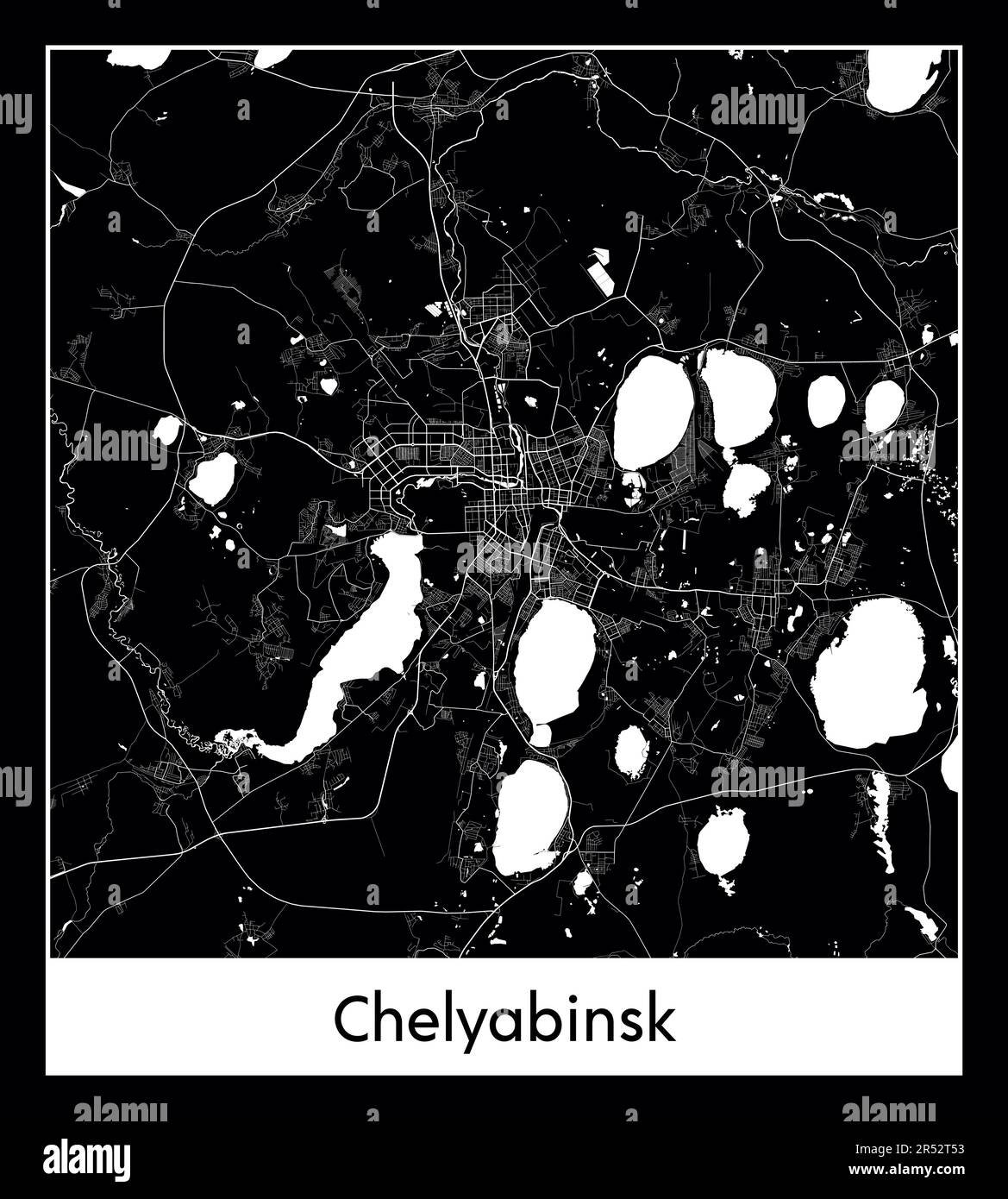 Minimal city map of Chelyabinsk (RussiaMinimal city map of Chelyabinsk (Russia Asia) Asia) Stock Vector