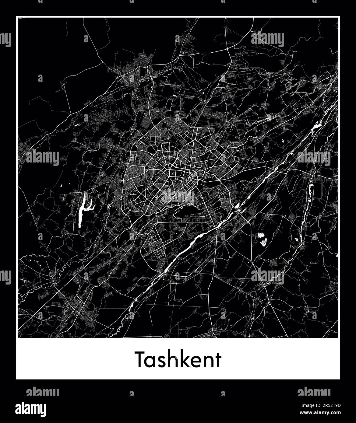 Minimal city map of Tashkent (UzbekistaMinimal city map of Tashkent
