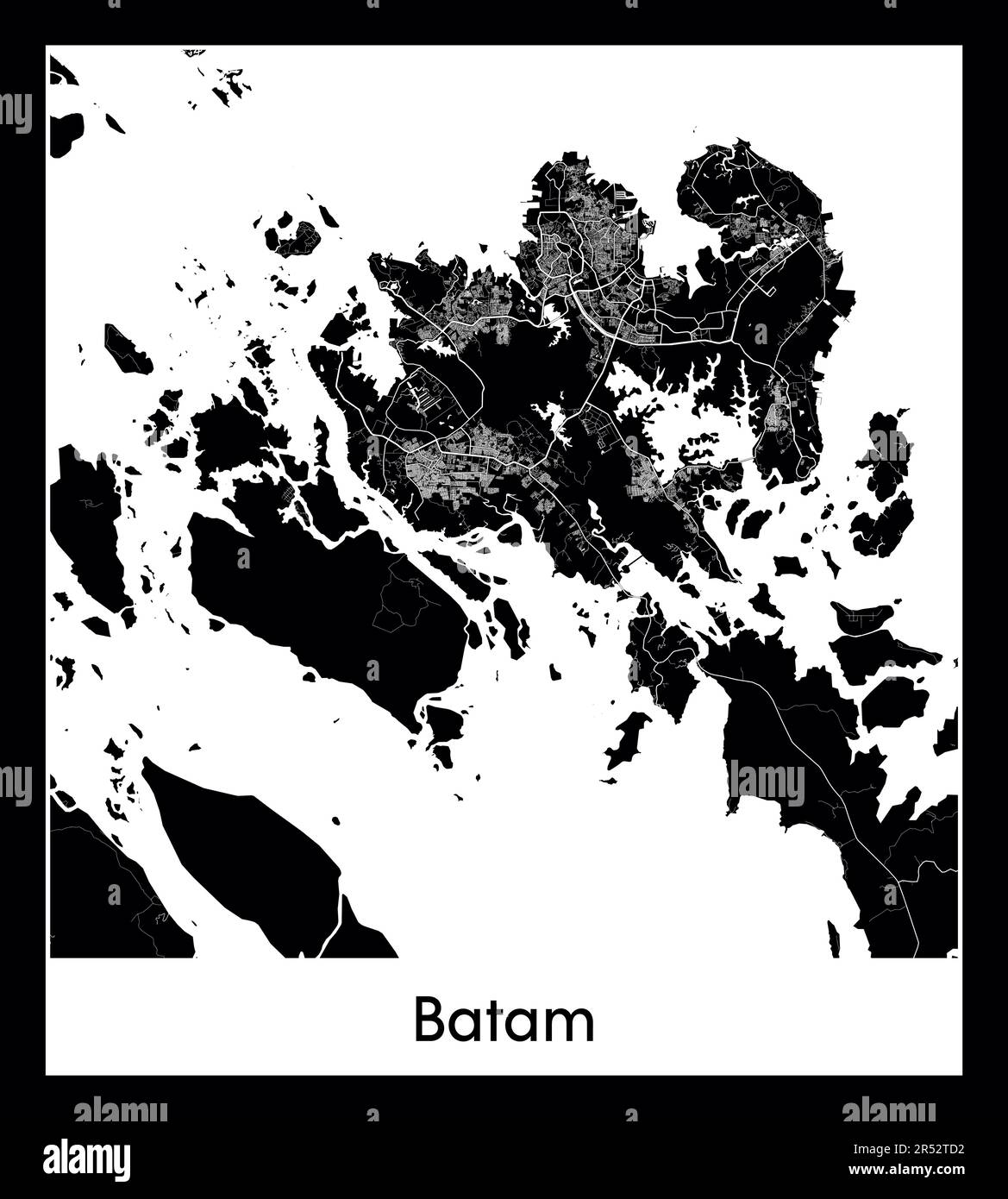 Minimal city map of Batam (Indonesia AsMinimal city map of Batam (Indonesia Asia)ia) Stock Vector