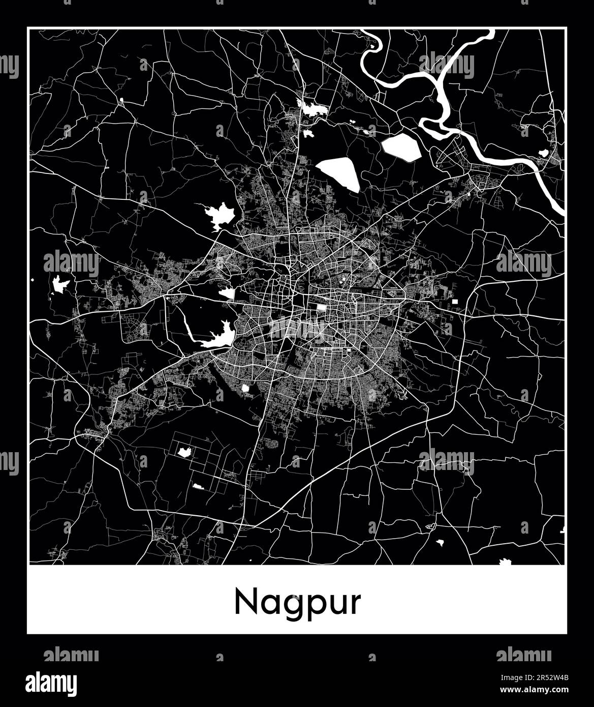 Minimal city map of Nagpur (India Asia)Minimal city map of Nagpur ...