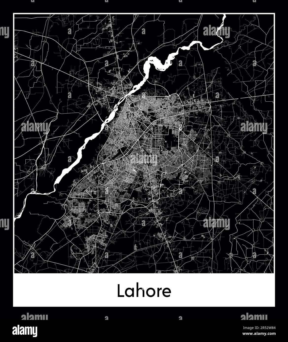 Minimal city map of Lahore (Pakistan AsiMinimal city map of Lahore (Pakistan Asia)a) Stock Vector