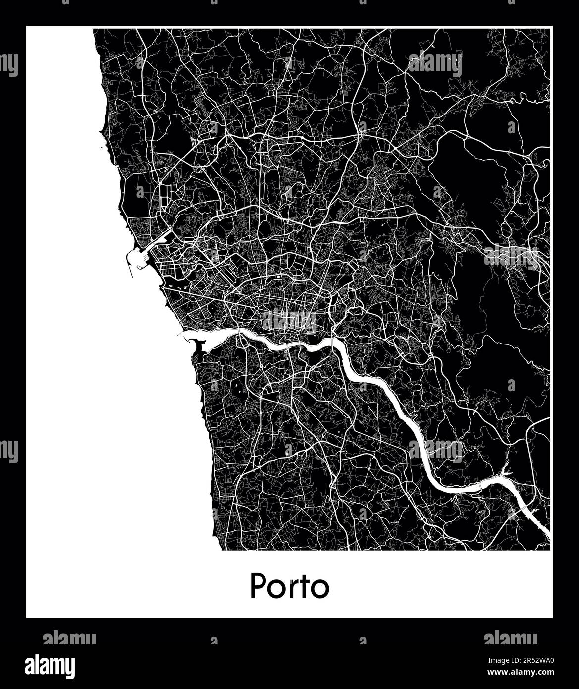 Minimal city map of porto portugal eurominimal city map of porto