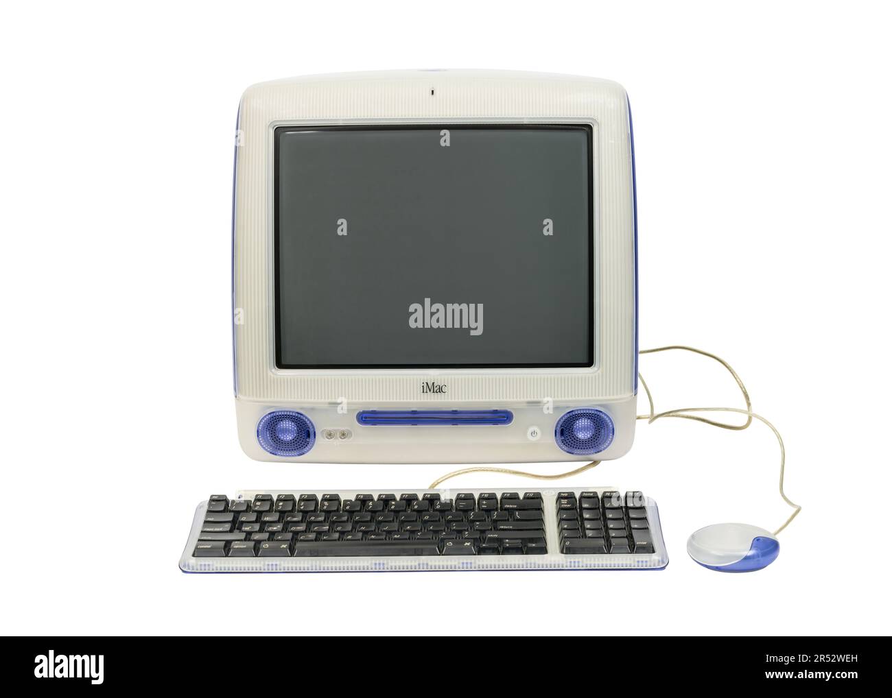 Los Angeles, California, USA - May 30, 2023:  Illustrative editorial photograph of vintage Apple iMac G3 desktop computer.  Computer was made in 1999. Stock Photo