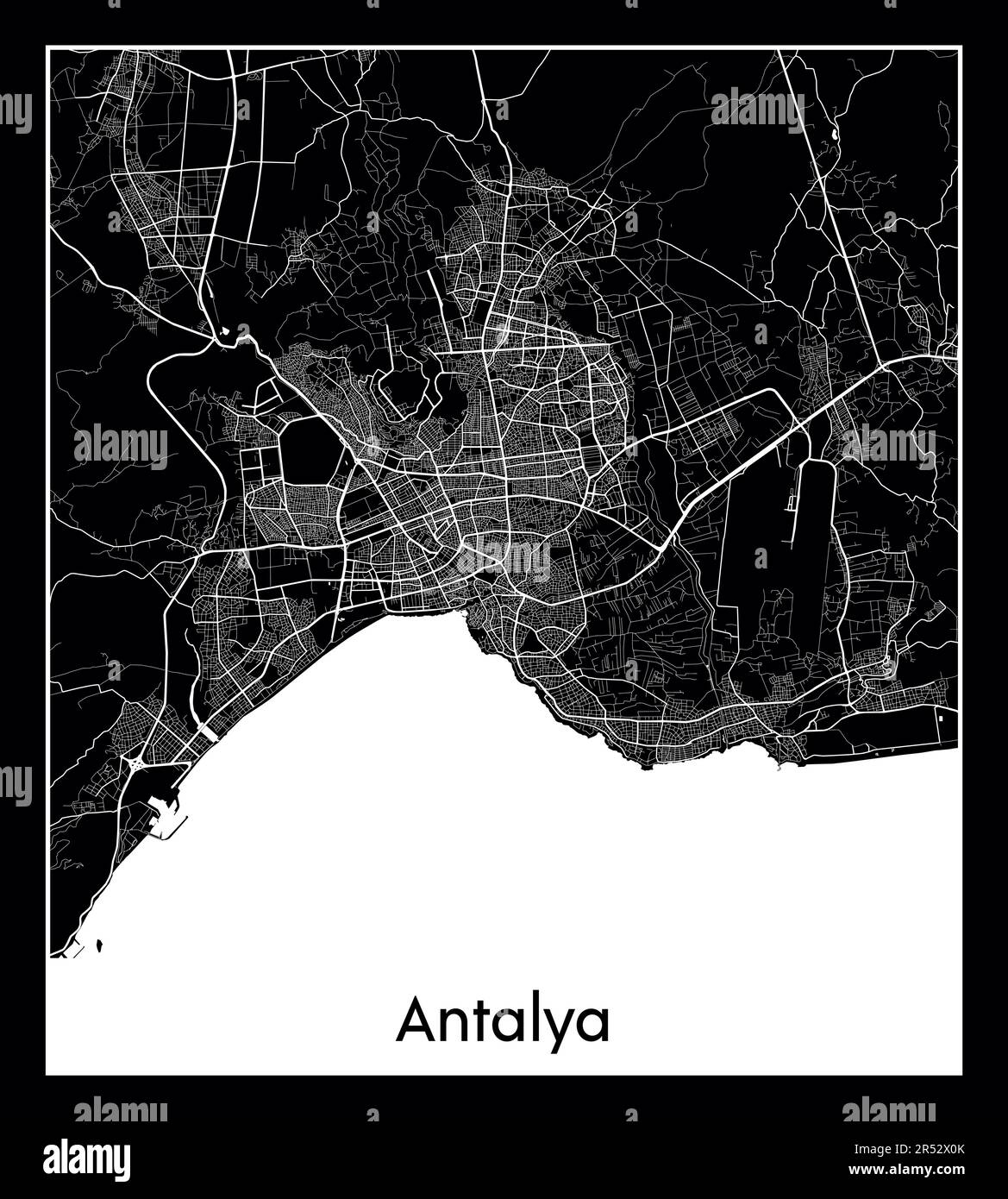 Minimal city map of Antalya (Turkey AsiaMinimal city map of Antalya